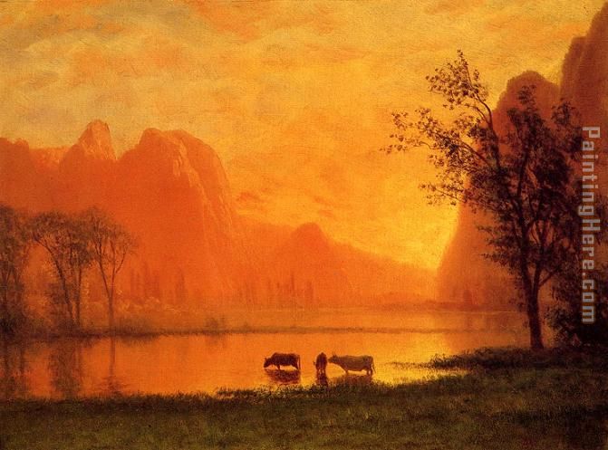 Sundown at Yosemite painting - Albert Bierstadt Sundown at Yosemite art painting